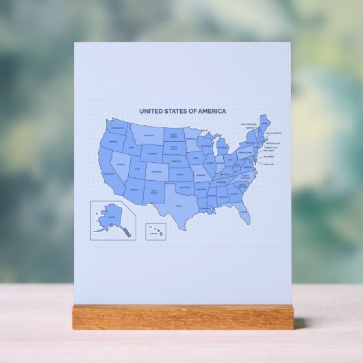 Minimal Blue United States Map Illustration Acrylschild (Neutral)