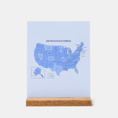 Minimal Blue United States Map Illustration Acrylschild (Vorderseite)