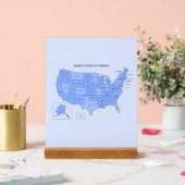 Minimal Blue United States Map Illustration Acrylschild (Hochzeit)