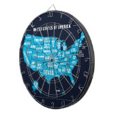 Minimal Blue United States Map Illustration Dartscheibe (Vorderseite rechts)