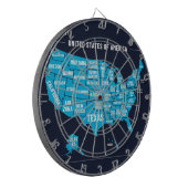 Minimal Blue United States Map Illustration Dartscheibe (Vorderseite Links)