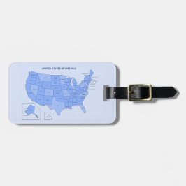 Minimal Blue United States Map Illustration Gepäckanhänger