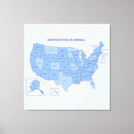 Minimal Blue United States Map Illustration Leinwanddruck