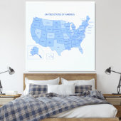 Minimal Blue United States Map Illustration Leinwanddruck (Insitu (Schlafzimmer))