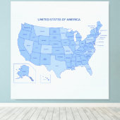 Minimal Blue United States Map Illustration Leinwanddruck (Insitu (Holzboden))