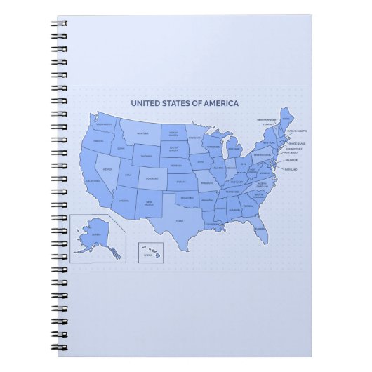 Minimal Blue United States Map Illustration Notizblock (Vorderseite)