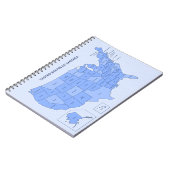 Minimal Blue United States Map Illustration Notizblock (Linke Seite)