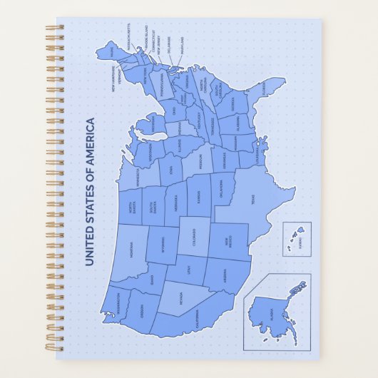 Minimal Blue United States Map Illustration Planer (Vorderseite)