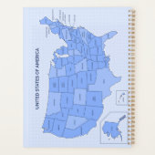 Minimal Blue United States Map Illustration Planer (Rückseite)