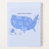 Minimal Blue United States Map Illustration Planer (Rückseite)