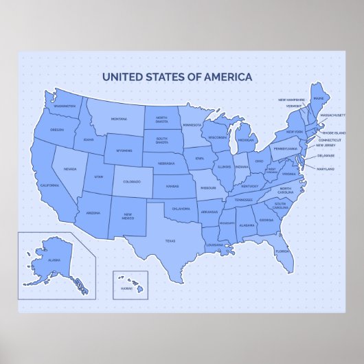 Minimal Blue United States Map Illustration Poster (Vorne)