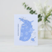 Minimal Blue United States Map Illustration Postkarte (Stehend Vorderseite)