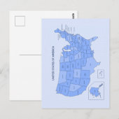 Minimal Blue United States Map Illustration Postkarte (Vorne/Hinten)