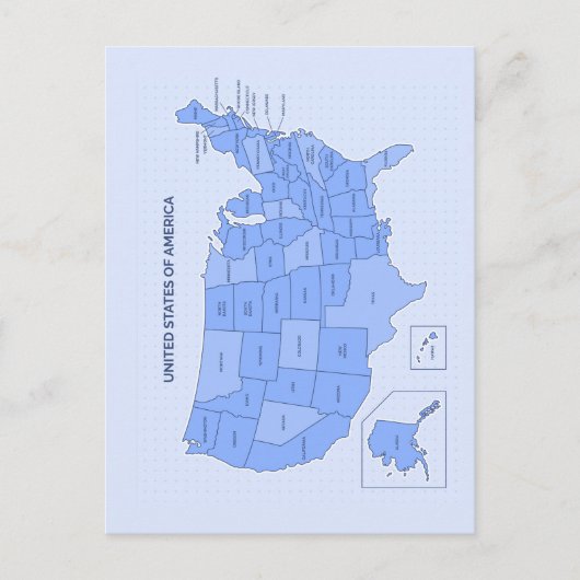 Minimal Blue United States Map Illustration Postkarte (Vorderseite)