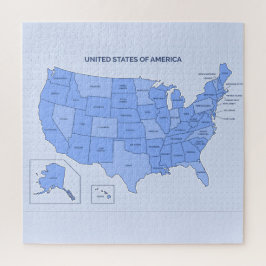 Minimal Blue United States Map Illustration Puzzle