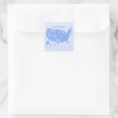 Minimal Blue United States Map Illustration Quadratischer Aufkleber (Tasche)