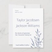 Minimal Blue Wedding speichern Sie das Datum (Vorderseite)