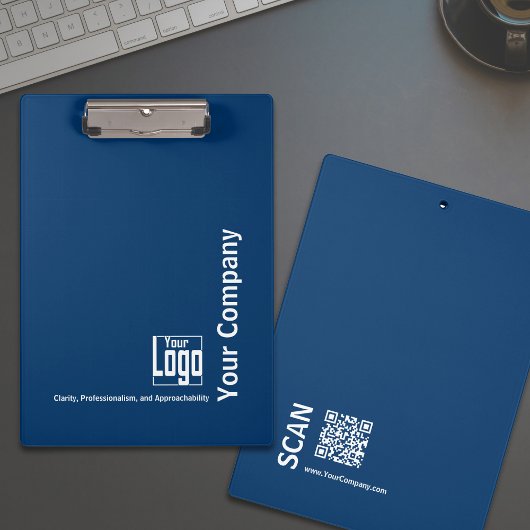 Minimal Blue White Logo Motto Kleine Unternehmen Klemmbrett