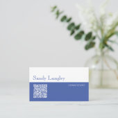 Minimal Blue/White QR Code Business Card Visitenkarte (Stehend Vorderseite)