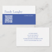 Minimal Blue/White QR Code Business Card Visitenkarte (Vorne/Hinten)