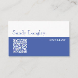 Minimal Blue/White QR Code Business Card Visitenkarte