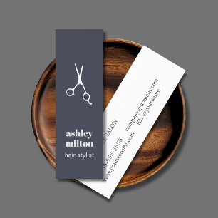 Minimal Blue White Scissors Haarbylist Mini Visitenkarte