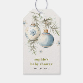 Minimal Blue Winter Weihnachten Babydusche Geschenkanhänger