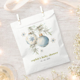 Minimal Blue Winter Weihnachten Babydusche Geschenktütchen