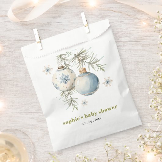 Minimal Blue Winter Weihnachten Babydusche Geschenktütchen (Ausgeschnitten)