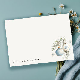 Minimal Blue Winter Weihnachten Babydusche Mitteilungskarte