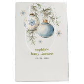 Minimal Blue Winter Weihnachten Babydusche Mittlere Geschenktüte (Vorderseite)