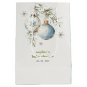 Minimal Blue Winter Weihnachten Babydusche Mittlere Geschenktüte (Rückseite)