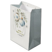 Minimal Blue Winter Weihnachten Babydusche Mittlere Geschenktüte (Rückseite Schrägansicht)
