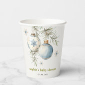 Minimal Blue Winter Weihnachten Babydusche Pappbecher (Rückseite)