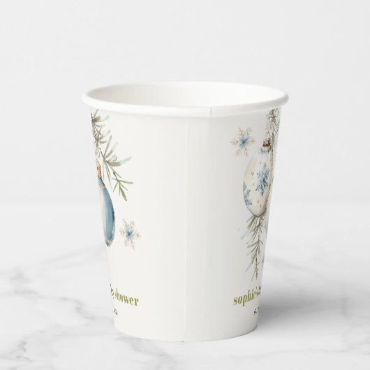 Minimal Blue Winter Weihnachten Babydusche Pappbecher (Rechts)