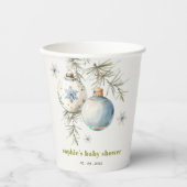 Minimal Blue Winter Weihnachten Babydusche Pappbecher (Vorderseite)