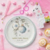 Minimal Blue Winter Weihnachten Babydusche Pappteller (Party)