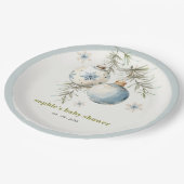 Minimal Blue Winter Weihnachten Babydusche Pappteller (Schrägansicht)