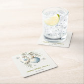 Minimal Blue Winter Weihnachten Babydusche Rechteckiger Pappuntersetzer (Vor Ort)