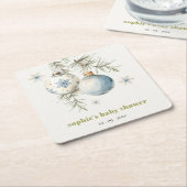 Minimal Blue Winter Weihnachten Babydusche Rechteckiger Pappuntersetzer (angewinkelt)