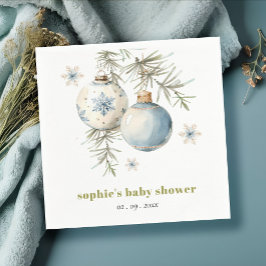 Minimal Blue Winter Weihnachten Babydusche Serviette