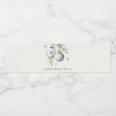 Minimal Blue Winter Weihnachten Babydusche Wasserflaschenetikett (Einzelnes Label)