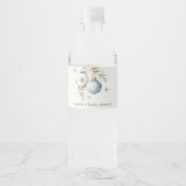Minimal Blue Winter Weihnachten Babydusche Wasserflaschenetikett