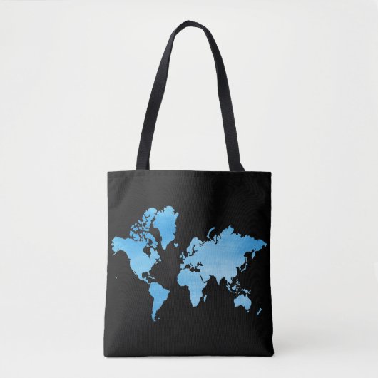 Minimal Blue World Map Watercolor Art Tasche (Vorderseite)