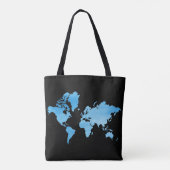 Minimal Blue World Map Watercolor Art Tasche (Rückseite)
