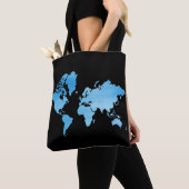 Minimal Blue World Map Watercolor Art Tasche (Von Nahem)