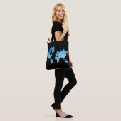 Minimal Blue World Map Watercolor Art Tasche (Am Model)