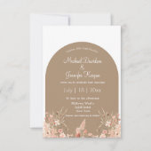 Minimal Blumenbogen Foto Herbsthochzeit Einladung (Vorderseite)