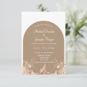 Minimal Blumenbogen Foto Herbsthochzeit Einladung (Stehend Vorderseite)