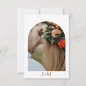 Minimal Blumenbogen Foto Herbsthochzeit Einladung (Rückseite)